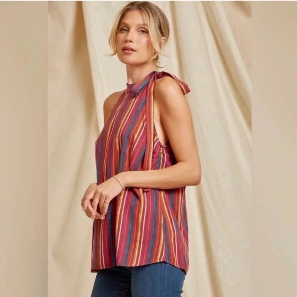 Savanna Jane Tie Neck Halter Tank - Size Medium NWT